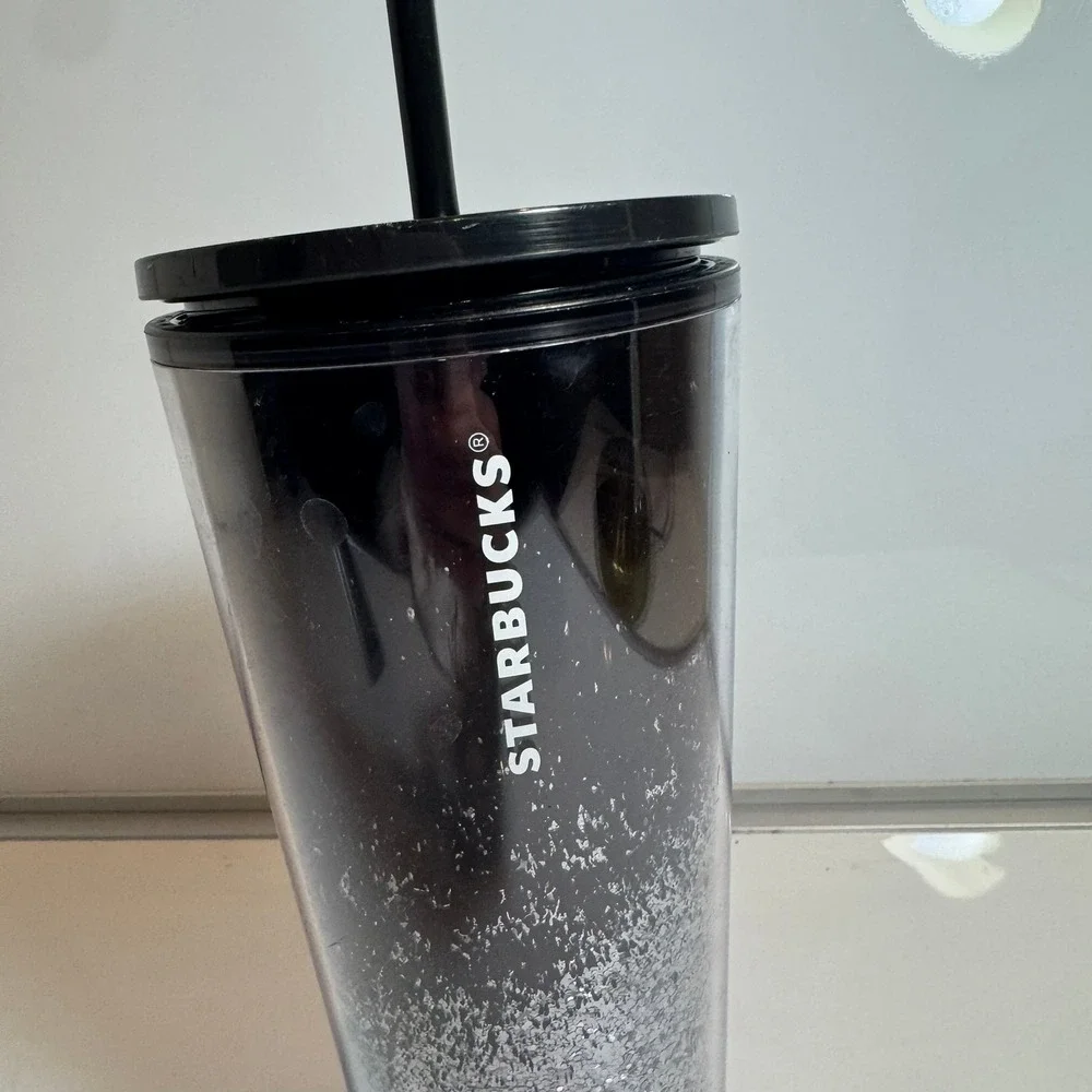 Starbucks Black Gradient Glitter Cold Cup Tumbler with Straw 24‎ oz 2019